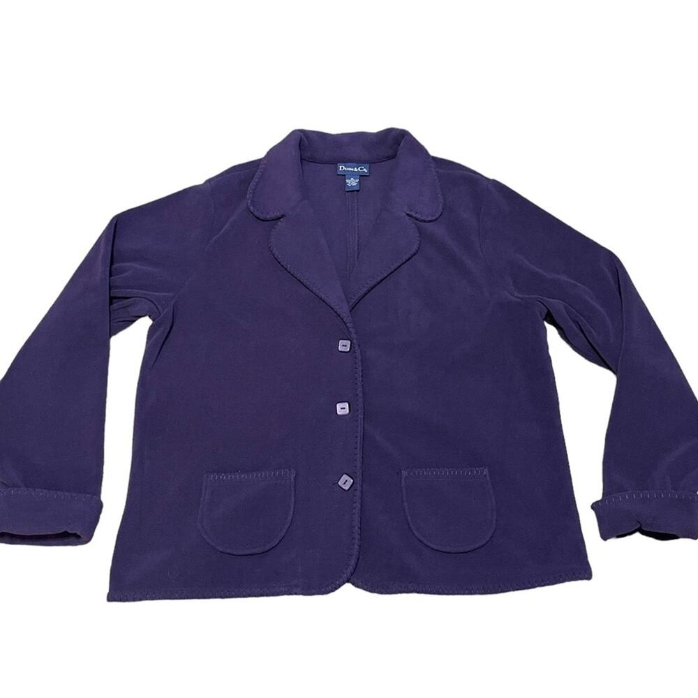 Denim & Co Womens Size XL Purple Cozy Warm Fleece Button Front Jacket Pockets